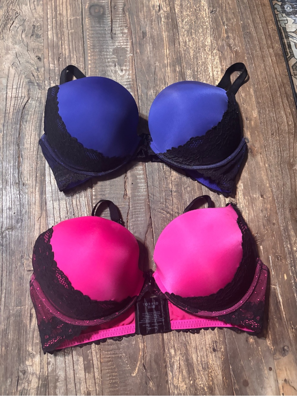 Torrid Lace-Accent Push-Up Bra in Purple/Blue and Hot Pink with black lace!!